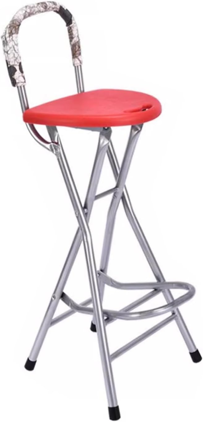 Folding Bar Stools with Back,28IN Tall Folding Stools Chairs Counter Height Foldable Dining Chairs,for Kitchen Counter Room Home Camping Indoor Outdoor(Red Seat Board)