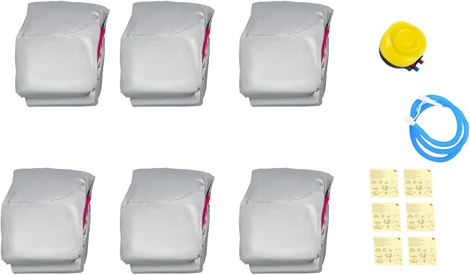 6 Pcs Bean Bag Chairs for Adults, Pink Inflatable Chairs with Foot Pump, Folding Blow Up Couch, Flocking Portable Lazy Sofa for Movie Night, Living Room, Camping, 220lbs Load Capacity