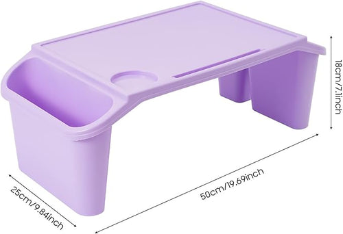 4 Pack Kids Lap Desk, Plastic Breakfast Laptop Trays with Side Pockets, Portable Book Desk for Writing Reading Drawing Doing Homework