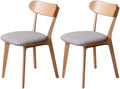 Hymus 100% Solid Oak Wood Dining Room Chairs - Practical Kitchen Chairs for Dining Room, Kitchen, Living Room (2, Natural with Grey Cushion)