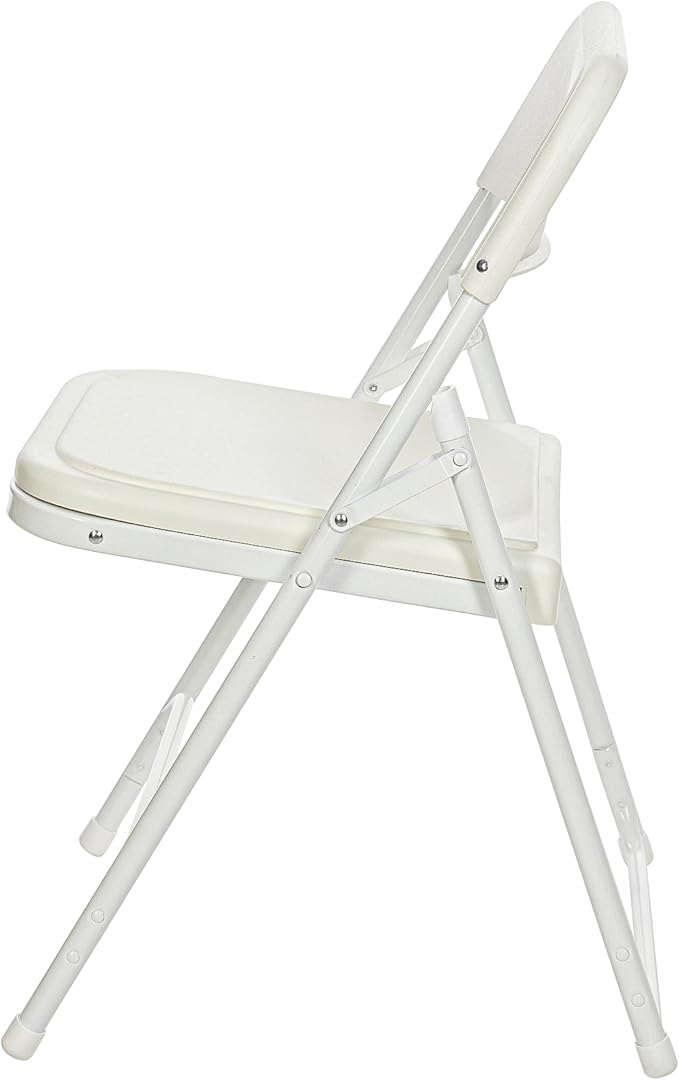 OEF Furnishings OEF800 Series Premium Heavy-Duty Plastic Folding Chairs, Lightweight, Durable Seating for Indoor and Outdoor Use, 500 lb Capacity (4-Pack, Ivory Plastic with White Frame)