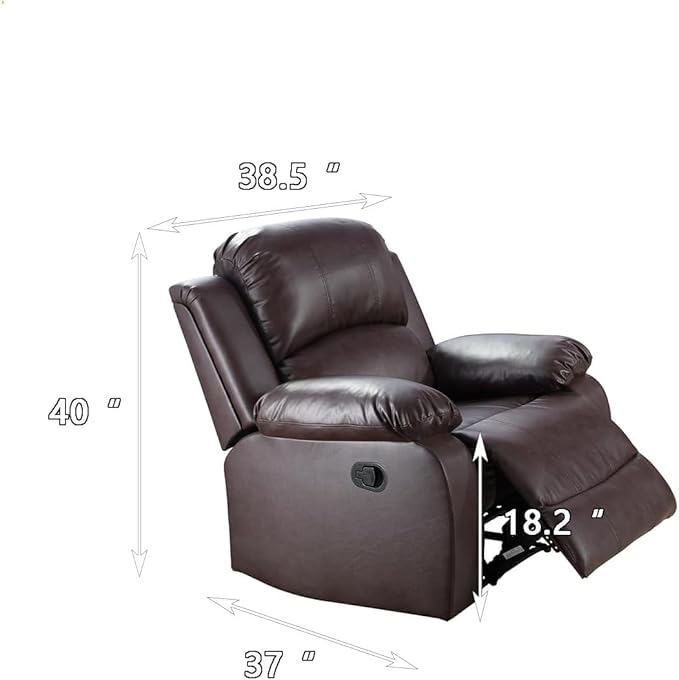 AYCP Bonded Leather Living Room Furniture Set Reclining Sofa Set Loveseat Furniture Sets in Living Room Sofa Recliners (Chair, Brown)
