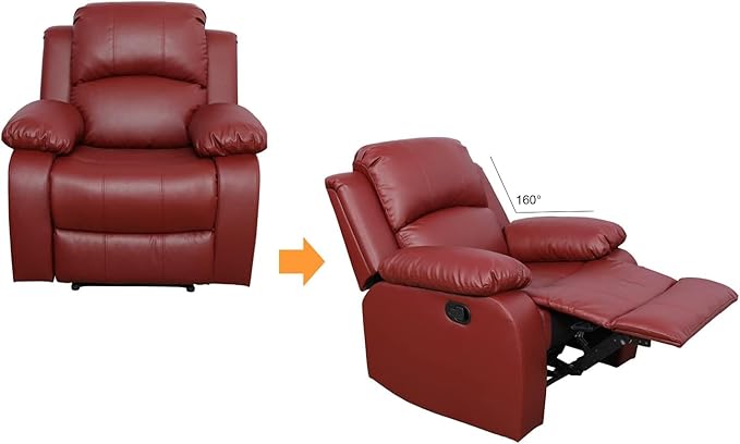 AYCP Bonded Leather Living Room Furniture Set Reclining Sofa Set Loveseat Furniture Sets in Living Room Sofa Recliners (Chair, Red)