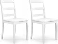 Giantex Wood Dining Chairs Set of 2 White - Wooden Armless Kitchen Chairs with Solid Rubber Wood Legs, Non-Slip Foot Pads, Max Load 400 Lbs, Farmhouse Style High Ladder Back Dining Room Chairs