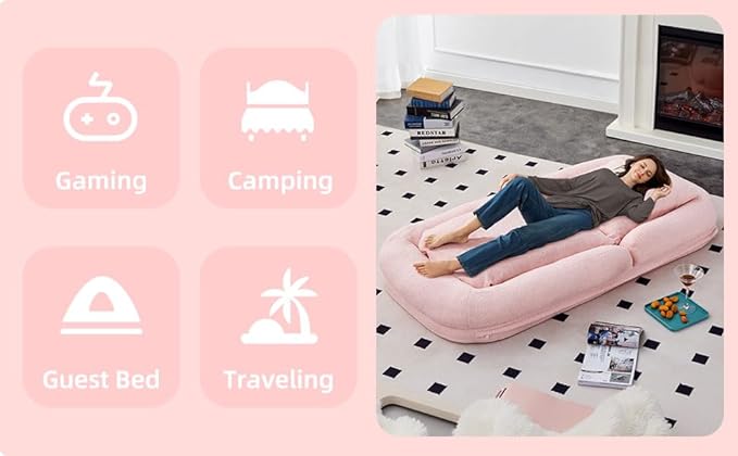 Comfortable Pink Folding Sofa Chair - Features 5 Adjustable Positions for Relaxation, Gaming, and Meditation Bliss!