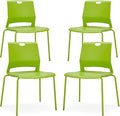 Stackable Chairs Set of 4, Office Waiting Room Chair Plastic Seat, Green Stacking Chairs with Sturdy Metal Legs, Guest Chair for Conference Rooms, Churches, Living Rooms, Classrooms(Green).