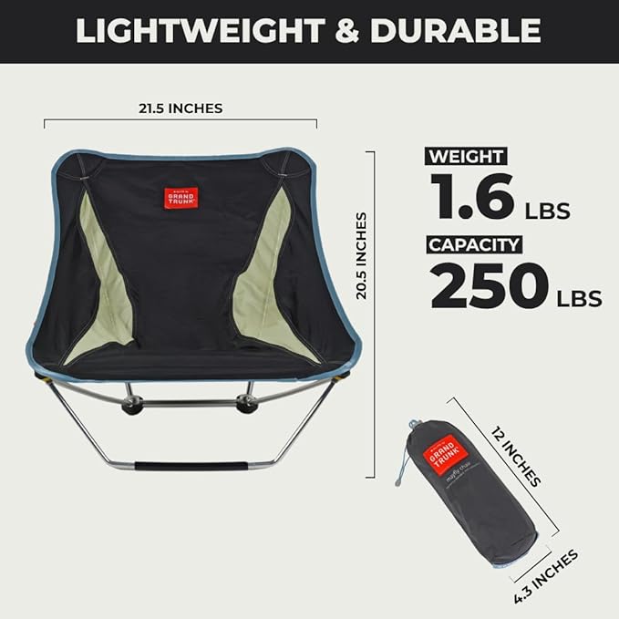 Grand Trunk Mayfly Low Profile Ground Chair – Lightweight, Packable & Reclining Festival Chair, Quick Setup, Stable & Versatile for Camping, Concerts, Beach & Outdoor Events
