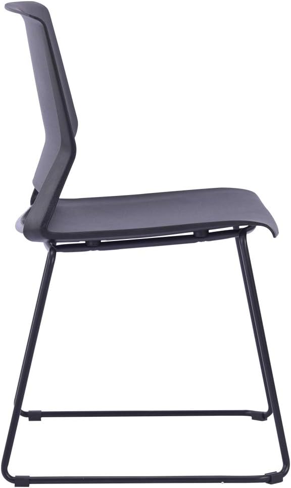 Black Stacking Chairs Set of 4, Plastic Waiting Room Chairs with Sled Base, Modern Office Guest Reception Chair for Waiting Areas, Break Rooms and Conference Rooms, Black.
