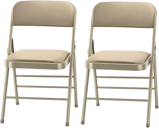 Amazing for less Pack of 2 (Fabric/Vinyl) Steel Frame Metal Foam Padded Folding Chairs (Black, Gray, White)