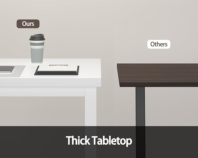 Modern 47 Inch Wood Computer Desk with Thick Desktop - Gaming, Writing Table for Home Office, Study, Work, Student & School Use, Simple Style, White