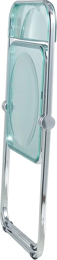 LeisureMod Lawrence Modern Clear Acrylic Folding Chair with Metal Frame, Space-Saving Transparent Seating for Dining Room, Home Office, Bedroom, Vanity or Small Spaces, (Jade Green, Set of 4)