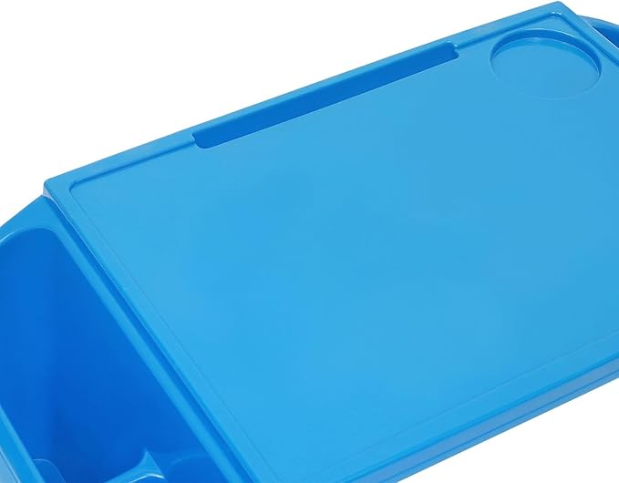 Kids Lap Desk Tray Set of 15, Portable Stackable Lap Trays with Cup Holder & Side Pockets, 19.69x9.84x7.1in Plastic Activity Tray for Home, Classroom, Daycare