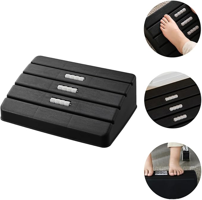 Ergonomic Office Foot Rest with Roller Massager Non-Slip Under Desk Footstool for Home and Work Pedal for Adults and Compact Black Footrest for Relief and Comfort