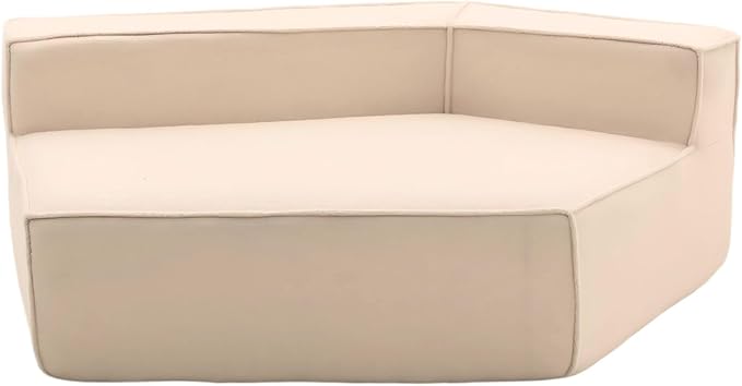 EPOFIT 1-Seater Teddy Fleece Modular Sofa Chair, Low-Profile Floor Seat with Wide Cushion and All-Foam Support, Right-Facing Design, Compressed Packaging – Beige