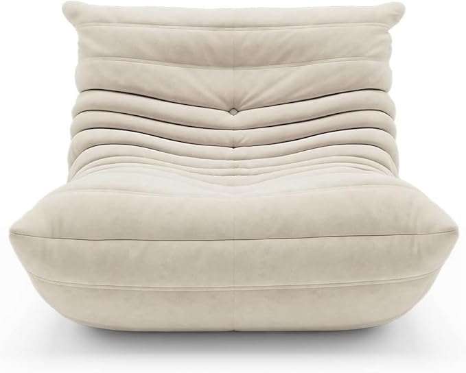 cebihy High-end Uncompressed Fireside Togo Chair, Bean Bag Chair, Foam Floor Sofa, Soft Lazy Lounge Sofa Couch, Armless Suede Fabric Cover Beanbag Accent Chairs for Living Room Bedroom Dorm Office