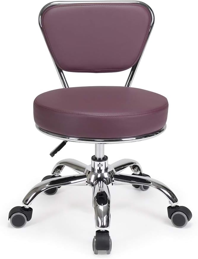 Dayton Home Office/Garden Rolling Seat (Burgundy) Pneumatic, Short Stool with Adjustable Height 13"-15", Perfect for Home Office, Gardening, Garage Mechanic, School and Lab
