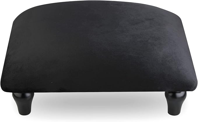 YOYETECO Small Foot Stool Ottoman with Stable Wood Legs Upholstered Footstool Padded Foot Rest Step Stool for High Beds Seat Chair Couch Sofa Patio Bedroom Living Room Office (5.9" H-Black)