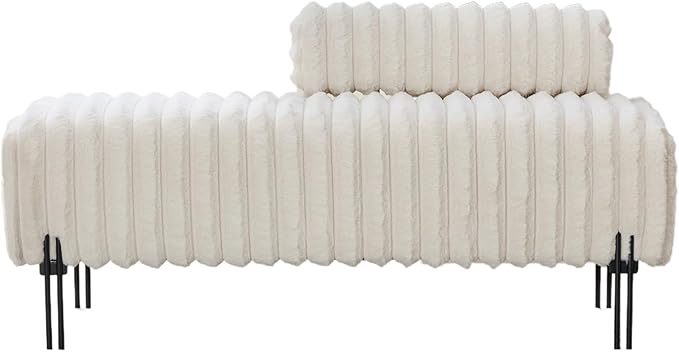NIOIIKIT 49.6" Modern Loveseat Sofa Couch, Upholstered Accent Sofa with Golden Legs and Adjustable Backrest, Small Faux Fur Couches for Bedroom, Living Room, Compact Small Space (White)