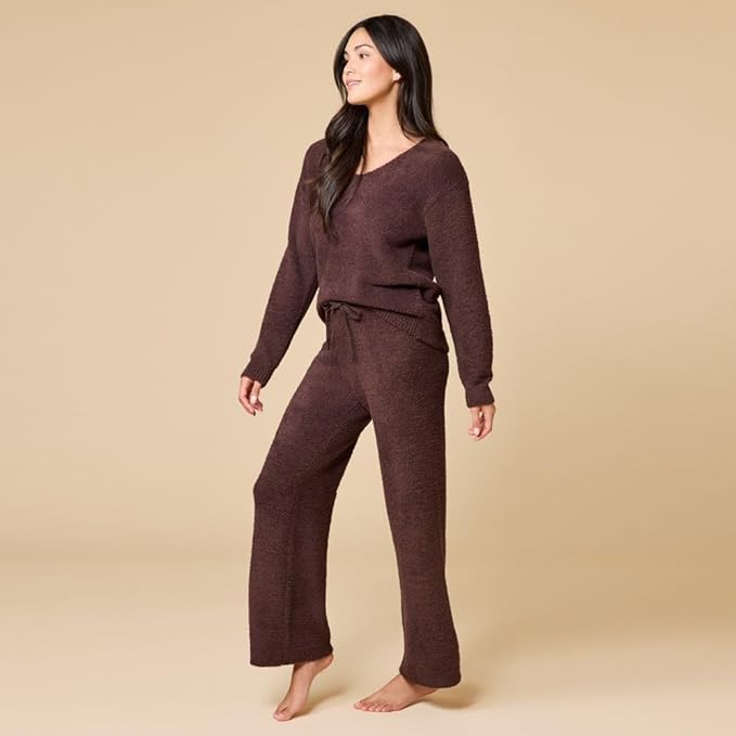 Softies Marshmallow V Neck Lounge Set for Women Ultra Soft 2 Piece Loungewear with Relaxed Top and Straight Leg Pants