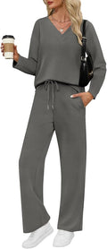 VUTRU Womens 2 Piece Lounge Sets Casual Fall Travel Vacation Outfits Tracksuit Wide Leg Loungewear 2025