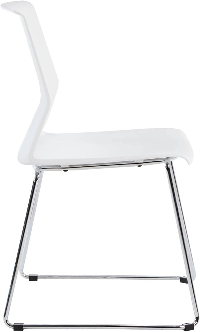 Stackable Chairs Set of 4, Office Waiting Room Chairs with Back, Plastic Stacking Chair for Dining Room, Conference Room, Restaurant and Lobby (White).