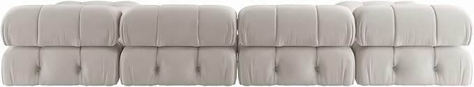 JACH U-Shaped Sectional Couch, 138'' Modern Deep 4-Seat Couches, Minimalist Teddy Velvet Sectional Sofas with Chaise Ottomans, Convertible Modular Sleeper Sofa for Living Room Apartment (Beige)