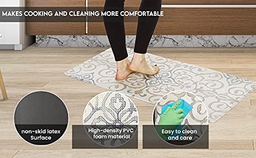 J&V TEXTILES Anti Fatigue Kitchen Mat for Floor, Embossed Themed Cushioned Kitchen Runner Rug Mat, Non Slip, Easy Wipe Clean, 1/2 Inch Thick (20x39 inches, Family & Friends)
