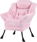 Tiita Lazy Chair, Pink Chair Modern Large Accent Lounge Armchair, Comfy Leisure Sofa Reading Chair for Bedroom, Living Room, Dorm Rooms, Garden and Courtyard, Pink
