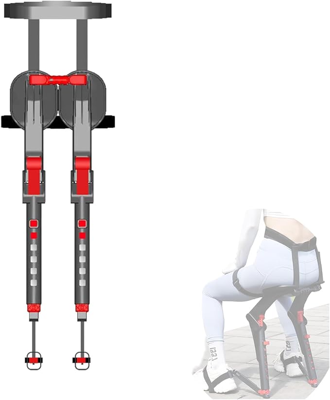Adjustable Wearable Invisible Chair, Exoskeleton Seat for Camping, Portable Folding Stool with 5 Heights, Lightweight Human Support Chair for Outdoor Activities