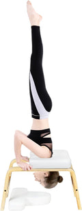 C-CHAIN Balanced Yoga Headstand Bench - Ideal for Workout, Fitness and Gym, for Both Beginner and Experience Yogis - Wood and PU Pads - Relieve Fatigue and Build Up Body
