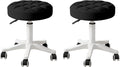 JPBSTO Small Rolling Stool with Wheels, PU Leather Height Adjustable Vanity Work Task Stool, 360 Swivel, Padded Seat Cushion,for Salon, Home, Office