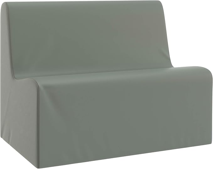 Children's Factory Large Contour Sofa, Mix-and-Match Kids Chairs, Sofas, Corner Ottomans and Cubes, Foam-Filled and Water-Resistant, Flexible Seating for Classroom Elementary, Coastal Green Kids Couch