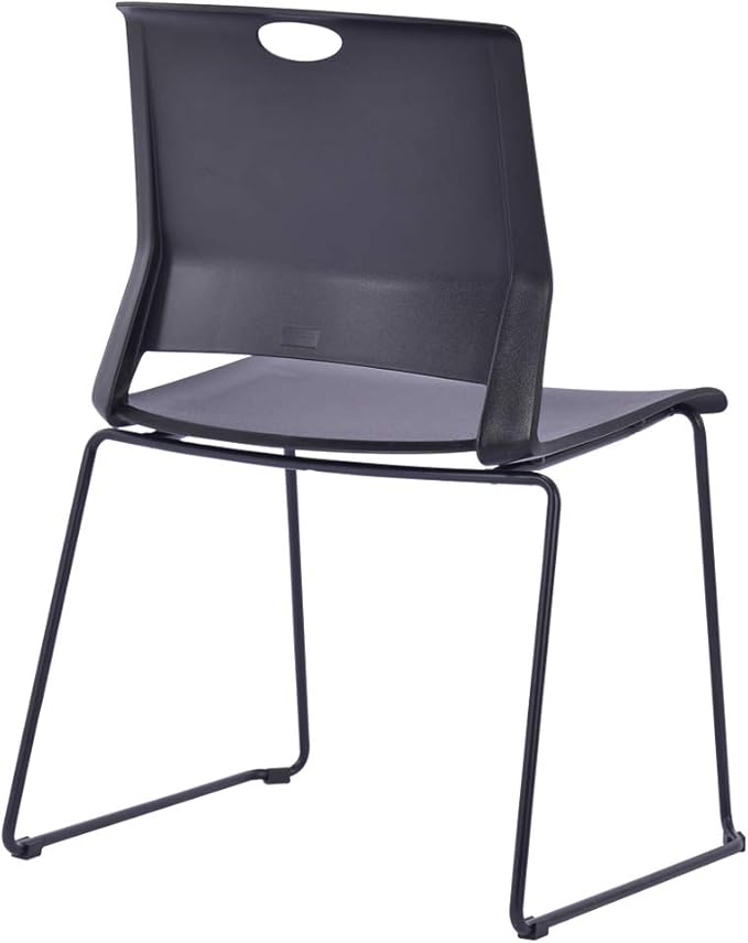 Black Stacking Chairs Set of 4, Plastic Waiting Room Chairs with Sled Base, Modern Office Guest Reception Chair for Waiting Areas, Break Rooms and Conference Rooms, Black.