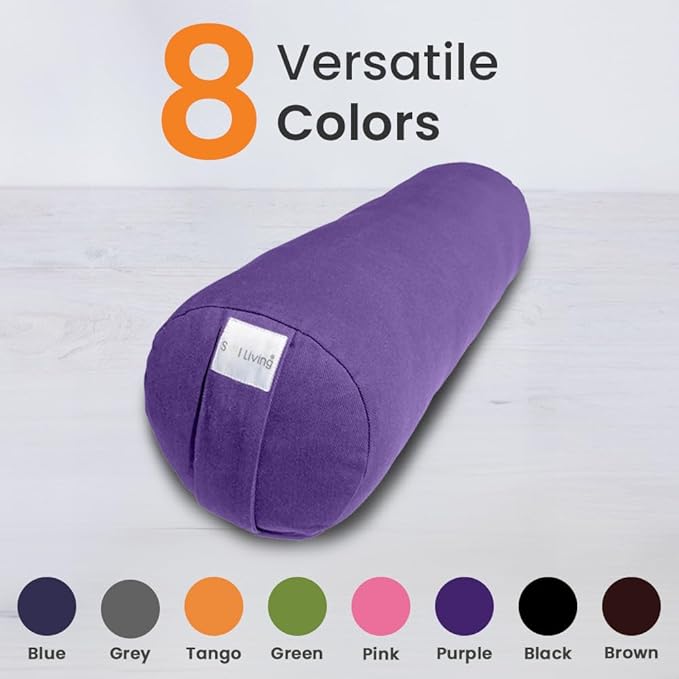 Sol Living Yoga Bolster Pillow Rectangular Meditation Cushion Cotton Meditation Accessories for Restorative Yoga Meditation Pillow Yoga Pillow Firm Body Pillow Bolster Pillow for Legs Removable Cover