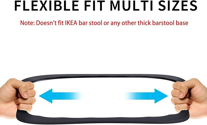 4 Pack Bar Stools Leg Protectors Ring, Non Slip Silicone Chair Leg Floor Protector, Pads Bottom Protect Wooden Floor No Scratches No Noise Anti-Slip, Stretchable Fits 14.5" to 16.5" Chair Base, Black