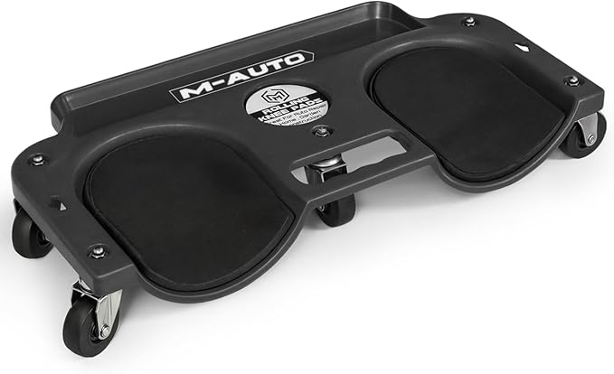 M-AUTO Rolling Knee Creeper Durable Knee Pads with Full 360 Degree Turn Casters and Tool Tray, Garage Kneeling Pads on Swivel Castors for Home Workshop Auto Repairing Maintaining, Black