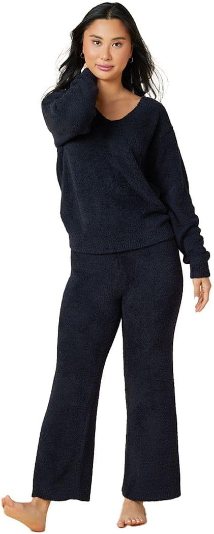 Softies Marshmallow V Neck Lounge Set for Women Ultra Soft 2 Piece Loungewear with Relaxed Top and Straight Leg Pants