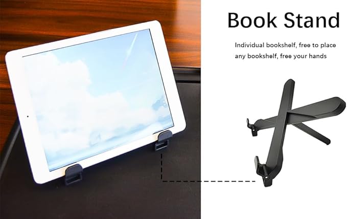 Boidheach TV Tray Stand is an Folding Table，Extra Large Table Top Adjustable TV Dining Table Tray，for Eating, Folding Laptop Table with Book Stand, Cup Holder & Tablet Slot for Bed & Sofa