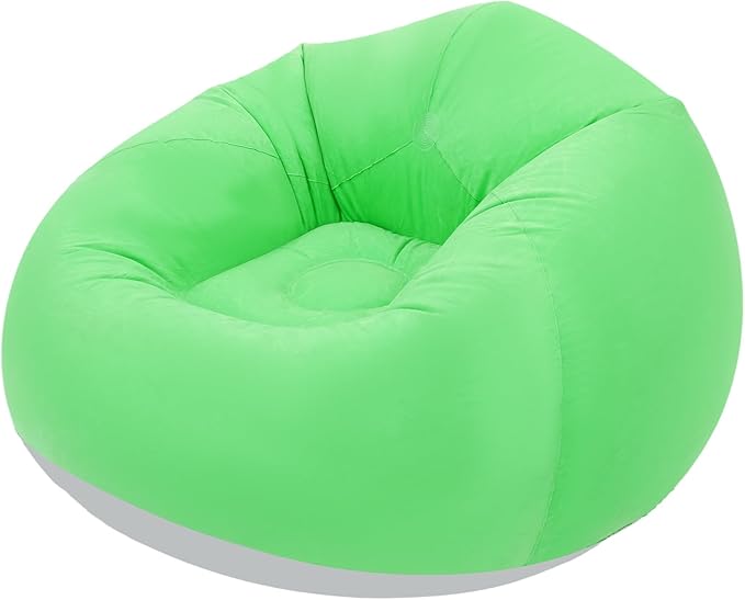 6 Pcs Bean Bag Chairs for Adults, Inflatable Chairs with Foot Pump, Folding Blow Up Couch, Flocking Portable Lazy Sofa for Movie Night, Living Room, Camping, 220 lbs Load Capacity (Brown+Green+Orange)