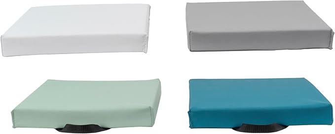 FDP SoftScape 12 inch Square Toddler Floor Cushions with Handles; Flexible Seating for Daycare, Preschool, Playroom; 1.5 inch Deluxe Foam (4-Piece) - Glacier