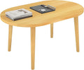 Funecy Coffee Table Low Table with Solid Wood Sturdy Legs, Floor Table Desk for Sitting on The Floor, Storage and Living Room Furniture (Natural-Oval)