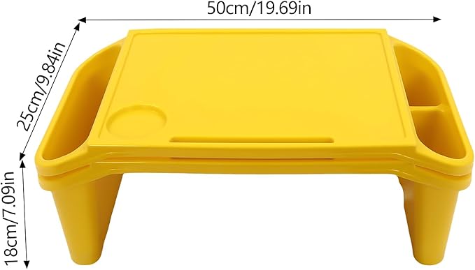 6 Pack Kids Lap Desk Tray with Storage Slots, Portable Lap Desk, Activity Tray, Drawing, Stackable, Writing, Eating, Classroom, 19.69" L x 9.84" W x 7.1" H (Red+Green+Yellow)