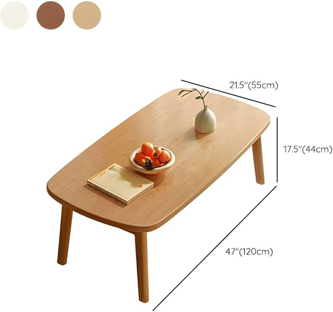 RUNNUP Modern Wood Coffee Table for Living Room Center, Minimalist Display Coffee Table, Foldable Side End Table, 47" L x 22" W x 17" H Natural