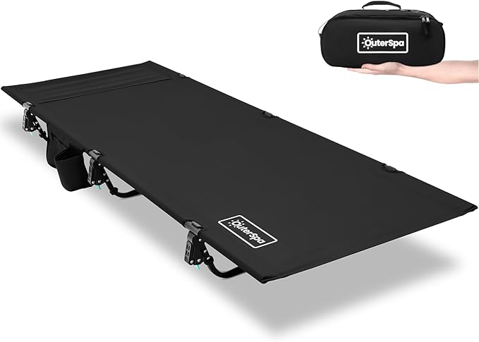 OuterSpa Portable Camping Cot, Sleeping Cots for Adults, Ultralight Backpacking Cot, Compact, Collapsible, Easy Set-Up, Supports 500lbs, Lightweight Camp Cot for Adults, Camping, Outdoors and Home