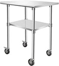 Stainless Steel Table - Metal Table Cart - Commercial Workbench with Caster Wheel - NSF Certified - for Restaurant, Warehouse, Home, Kitchen, Garage,30''x24''