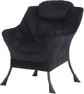 Tiita Lazy Chair, Modern Large Accent Lounge Armchair, Comfy Leisure Sofa Reading Chair for Bedroom, Living Room, Dorm Rooms, Garden and Courtyard, Black