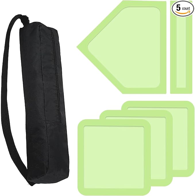 BIYQFCR Baseball Home Plate & Base 5-Piece Set – Ractice Training Equipment for Baseball, Softball, Kickball – 3 Base Plates, 1 Home Plate, 1 Pitcher’s Plate – Backyard, Field Use