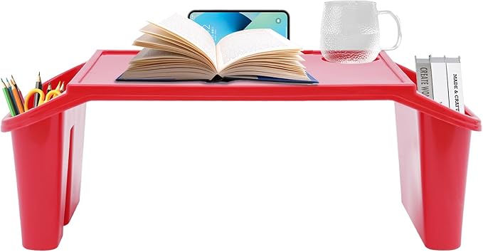Kids Lap Desk Tray with Side Pockets, Plastic Breakfast Laptop Trays Kids Activity Lap Desk Tray Portable Bed Table Lap Desk for Kids Students Work Study School Classroom (6Pcs, Red)