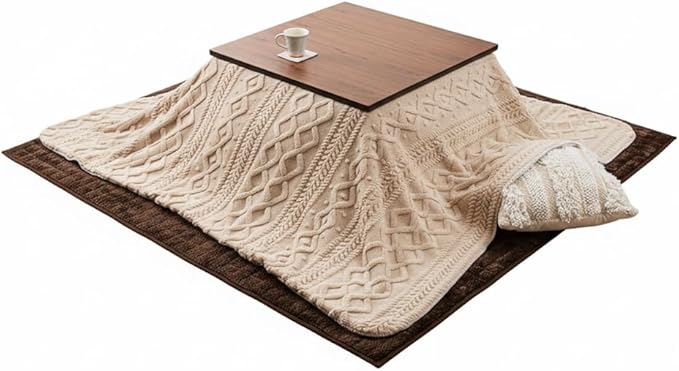 パレットライフ Palette Life Kotatsu Futon, 3D Pattern Jacquard Boa, 72.8 x 72.8 inches (185 x 185 cm), Square, Ivory