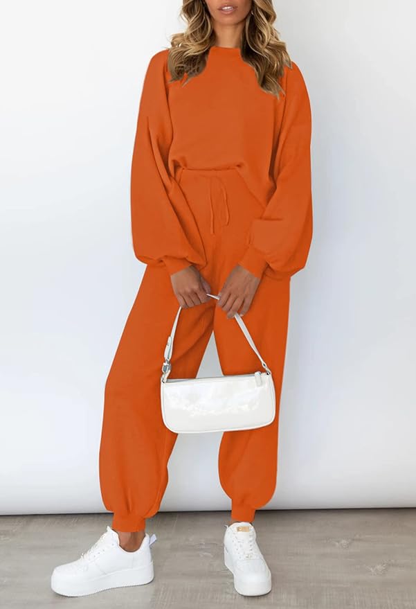 Viottiset Women's 2 Piece Outfits Sweatsuit Casual Knit Pullover Sweater Pajamas Lounge Set